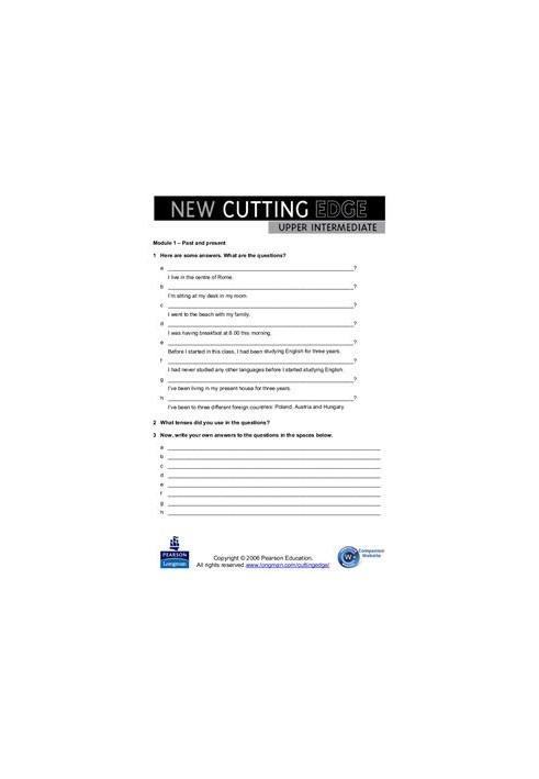 New Cutting Edge Upper Intermediate Worksheet