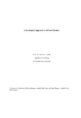 A Sociological Approach to Self and Identity