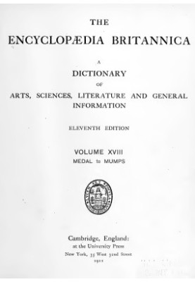 Encyclopedia Britannica - A dictionary of arts, sciences, literature and general information 11 ed. in 29 v. Volume 18 Medal 