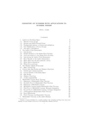 Geometry of Numbers with Applications to Number Theory [Lecture notes]