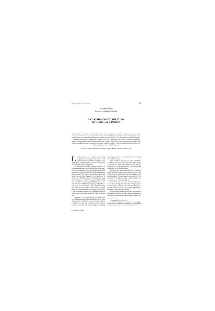 A contribution to the study of lamellar armours