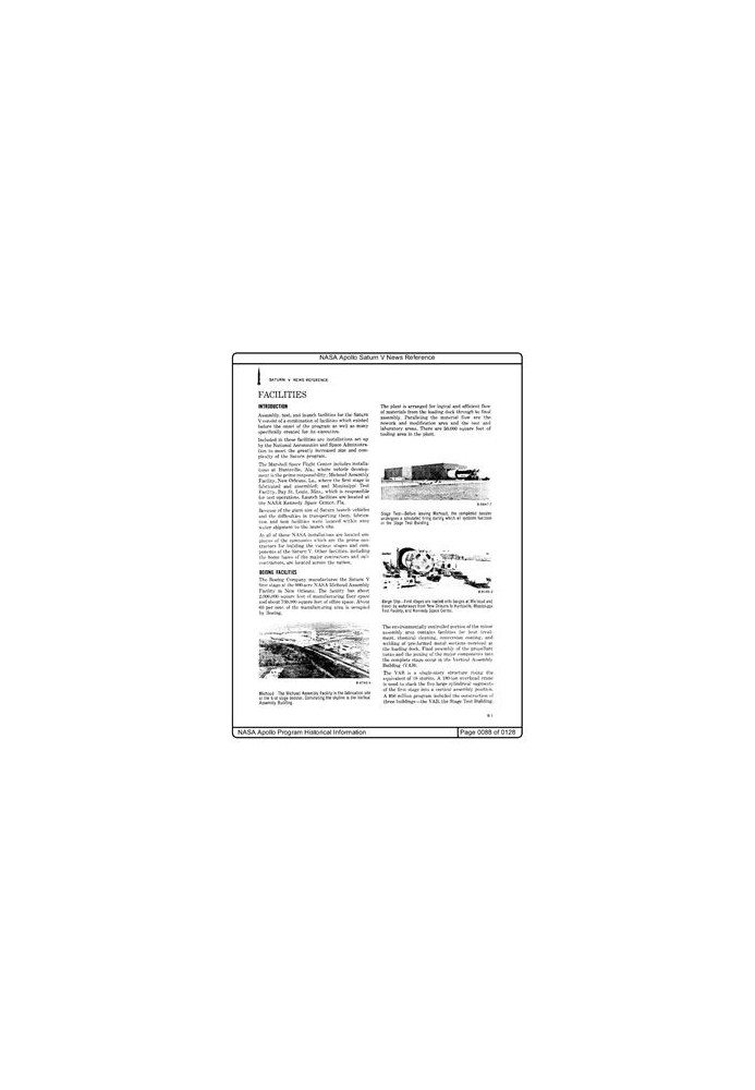NASA Apollo Program Historical Information. Apollo Saturn V News Reference
