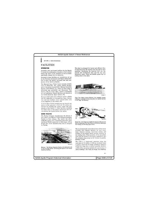 NASA Apollo Program Historical Information. Apollo Saturn V News Reference
