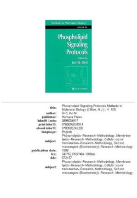 Phospholipid Signaling Protocols (Methods in Molecular Biology Vol 105)