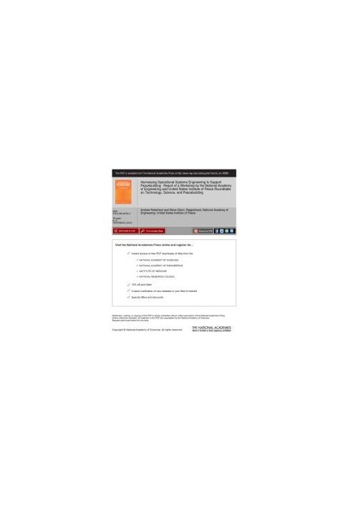 Harnessing Operational Systems Engineering to Support Peacebuilding: Report of a Workshop by the National Academy of Engineer