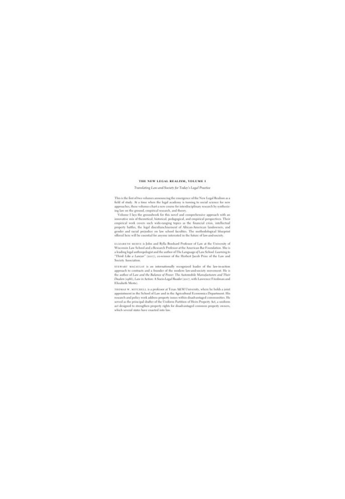 The new legal realism. Volume I, Translating law-and-society for today’s legal practice