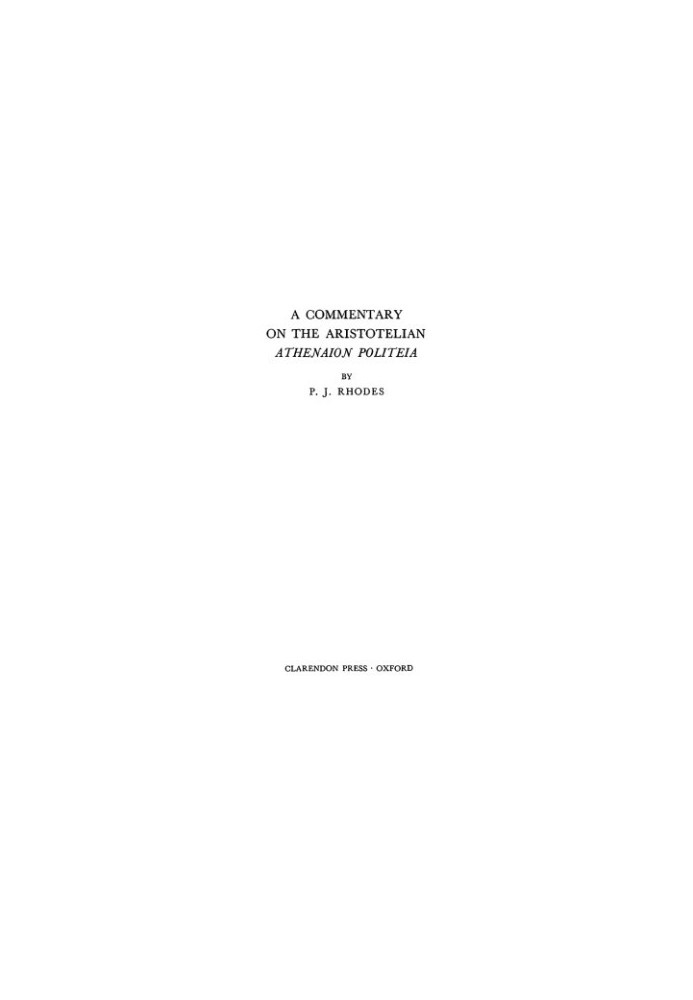 A Commentary on the Aristotelian Athenaion Politeia