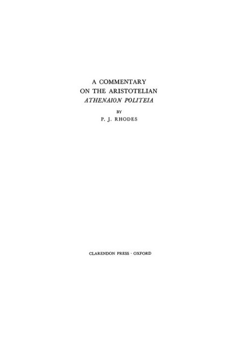 A Commentary on the Aristotelian Athenaion Politeia