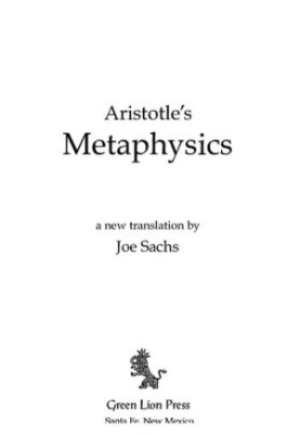 Aristotle's Metaphysics (Books I-XI only - incomplete)