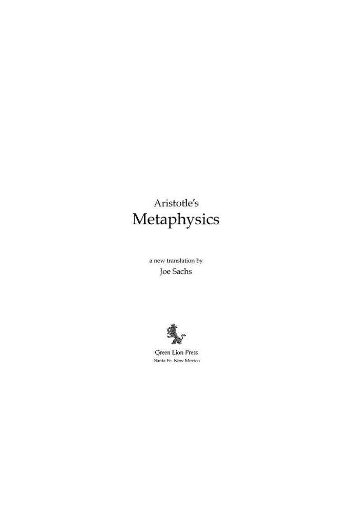 Aristotle's Metaphysics (Books I-XI only - incomplete)