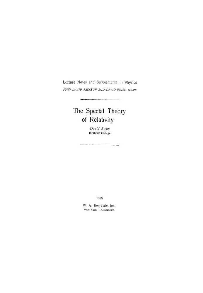 Special Theory of Relativity