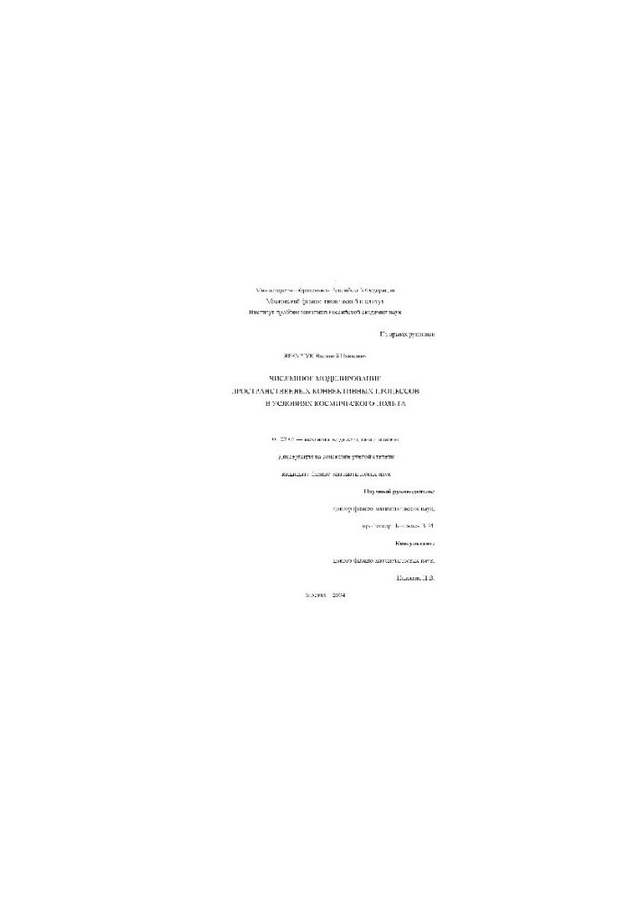 Numerical modeling of spatial convective processes in space flight conditions