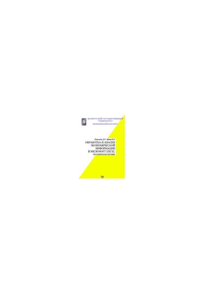 Processing and analysis of economic information in Microsoft Excel