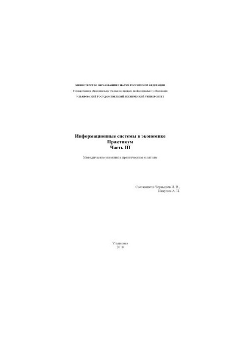 Information systems in economics. Workshop. Part III: Guidelines