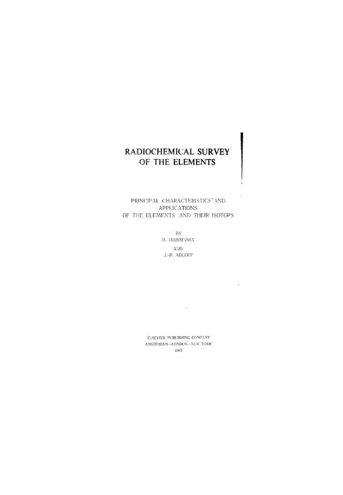 Radiochemical Vocabulary of Elements
