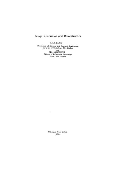 Image recovery and reconstruction