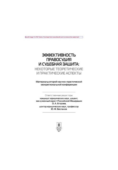 Эффективность правосудия и судебная защита: некоторые теоретические и практические аспекты