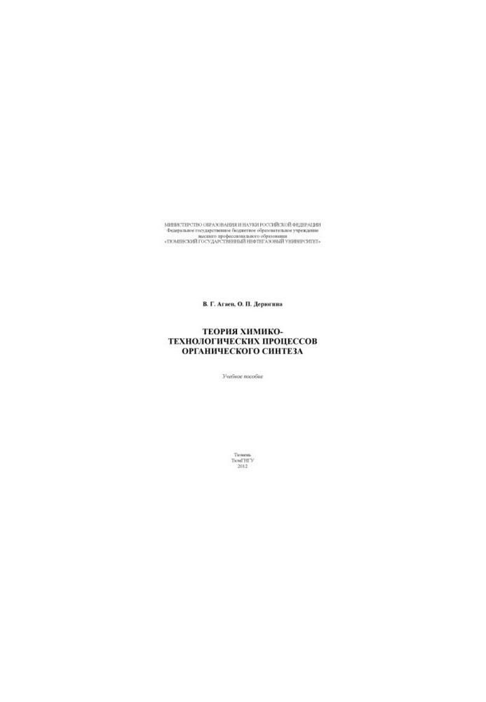 Theory of chemical-technological processes of organic synthesis