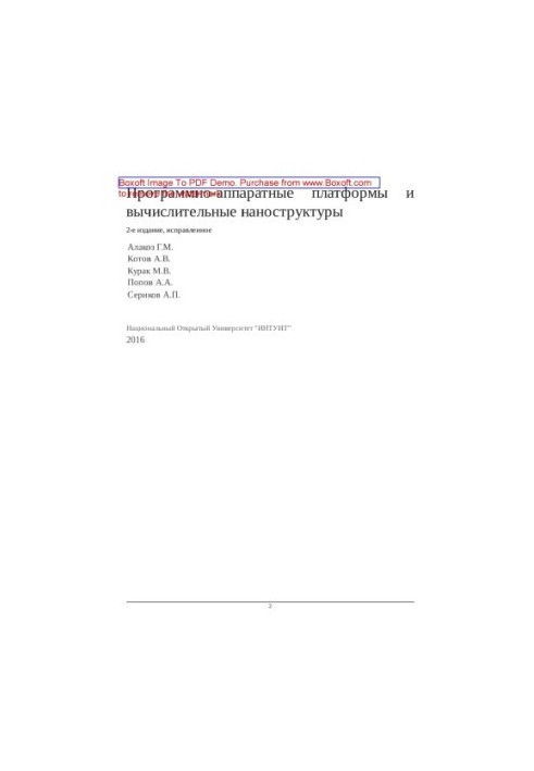 Программно-аппаратные платформы и вычислительные наноструктуры