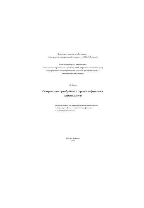 Синхронизация при обработке и передаче информации в нейронных сетях