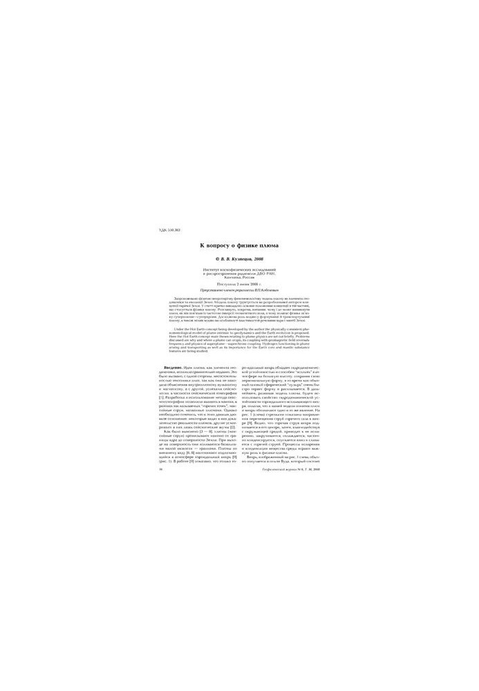 On the question of physics of plume