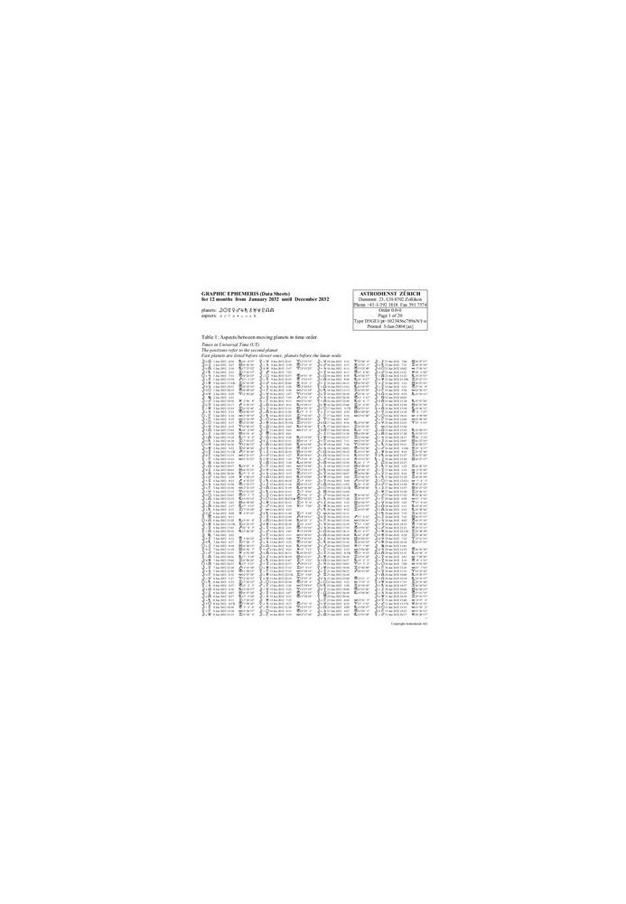 Swiss tables of ephemerides of the XXI century (2000-2099)