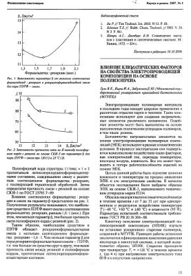 Influence of climatic factors on the properties of electrically conductive composition based on polyisoprene