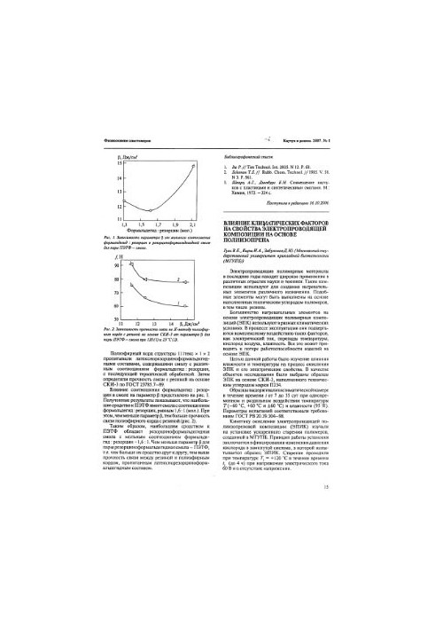Influence of climatic factors on the properties of electrically conductive composition based on polyisoprene