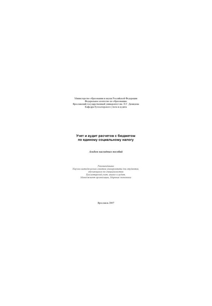 Accounting and audit of settlements with the budget on a single social tax (80.00 rubles)