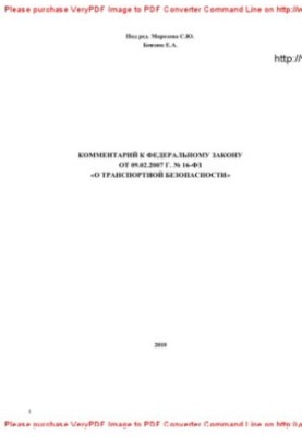 Comment to the Federal Law of February 9, 2007 No. 16-FZ "On Transport Security"