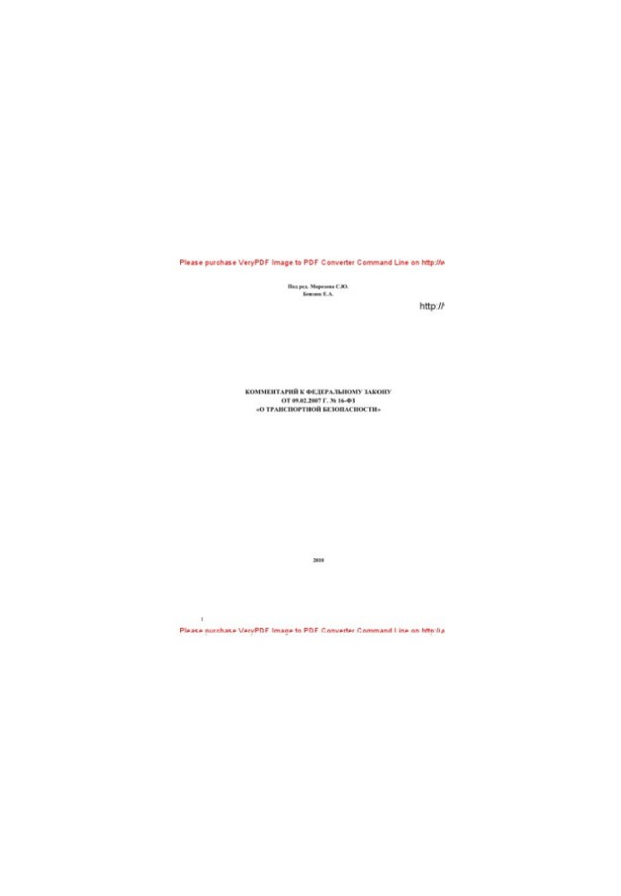Comment to the Federal Law of February 9, 2007 No. 16-FZ "On Transport Security"