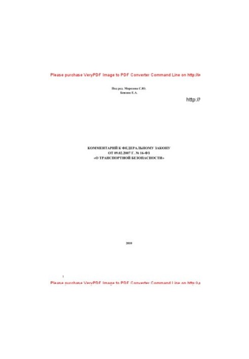 Comment to the Federal Law of February 9, 2007 No. 16-FZ "On Transport Security"