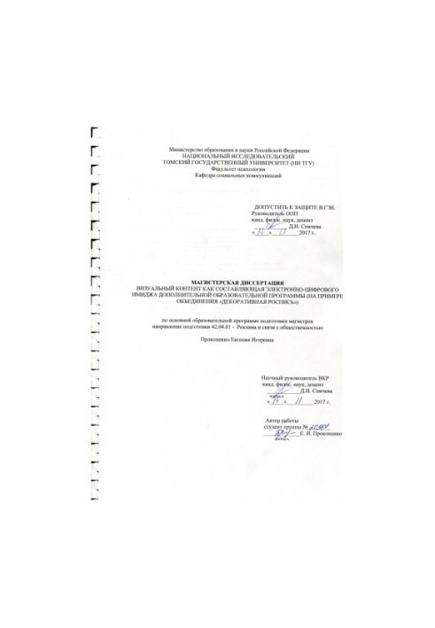 Visual content as a component of the electronic-digital image of the additional educational program (on the example of the union)