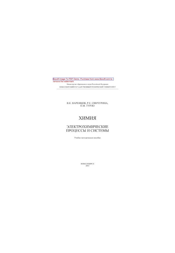 Chemistry. Electrochemical processes and systems. Tutorial