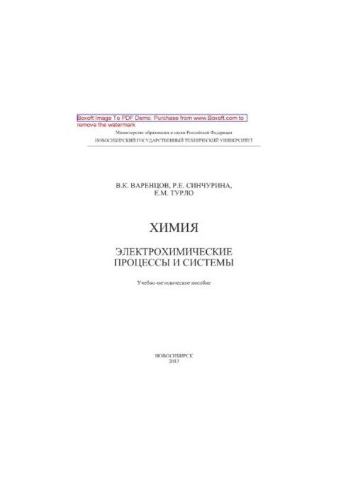 Chemistry. Electrochemical processes and systems. Tutorial