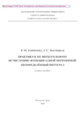 Практикум по интегральному исчислению функции одной переменной. Неопределенный интеграл. Учебное пособие