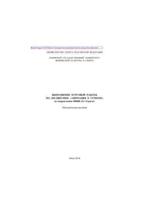 Coursework in the discipline "Animation in tourism" in the direction of 100400.6662 "Tourism"
