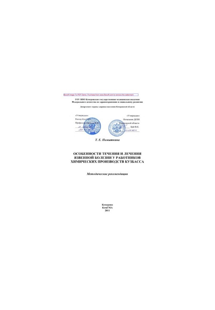Features of the course and treatment of peptic ulcer disease in workers of chemical industries of Kuzbass. Methodical recommendations