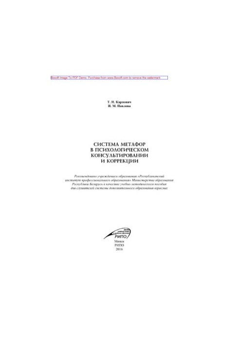 Система метафор в психологическом консультировании и коррекции. Учебно-методическое пособие