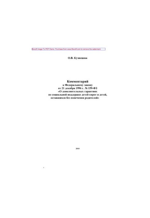 Комментарий к Федеральному закону от 21 декабря 1996 г. № 159-ФЗ «О дополнительных гарантиях по социальной поддержке детей-си