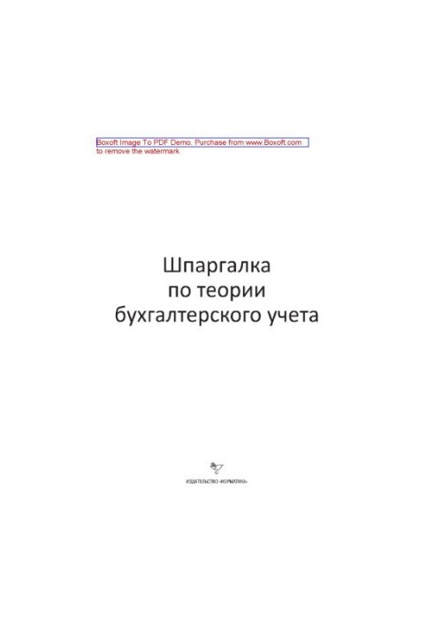 Шпаргалка з теорії бухгалтерського обліку