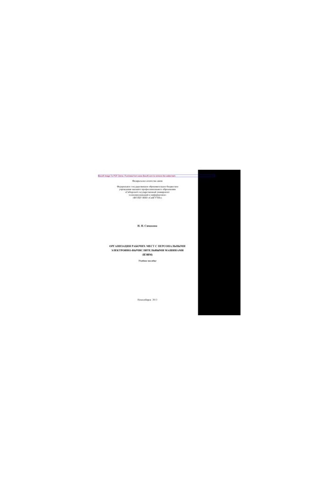 Organization of workplaces with personal electronic computers (PCM). Training manual