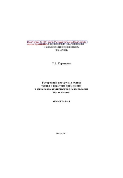 Внутренний контроль и аудит. Теория и практика применения в финансово-хозяйственной деятельности организации. Монография