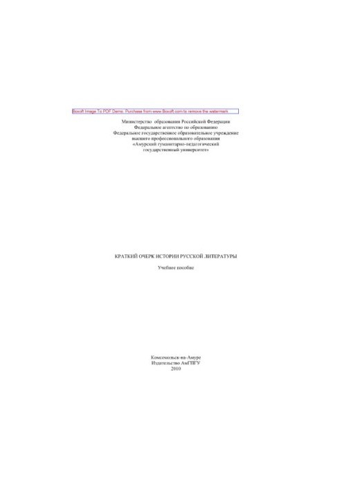 Краткий очерк истории русской литературы. Учебное пособие