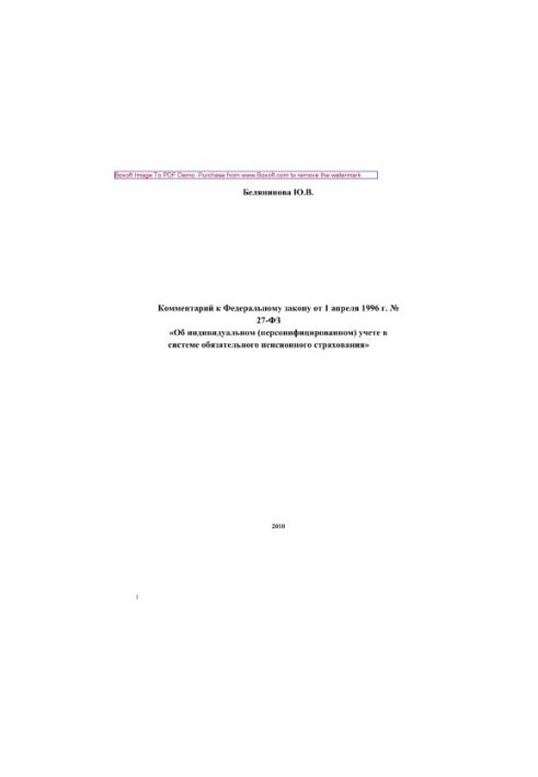 Comment to the Federal Law of April 1, 1996 No. 27-FZ "On Individual (Personalized) Accounting in the System"