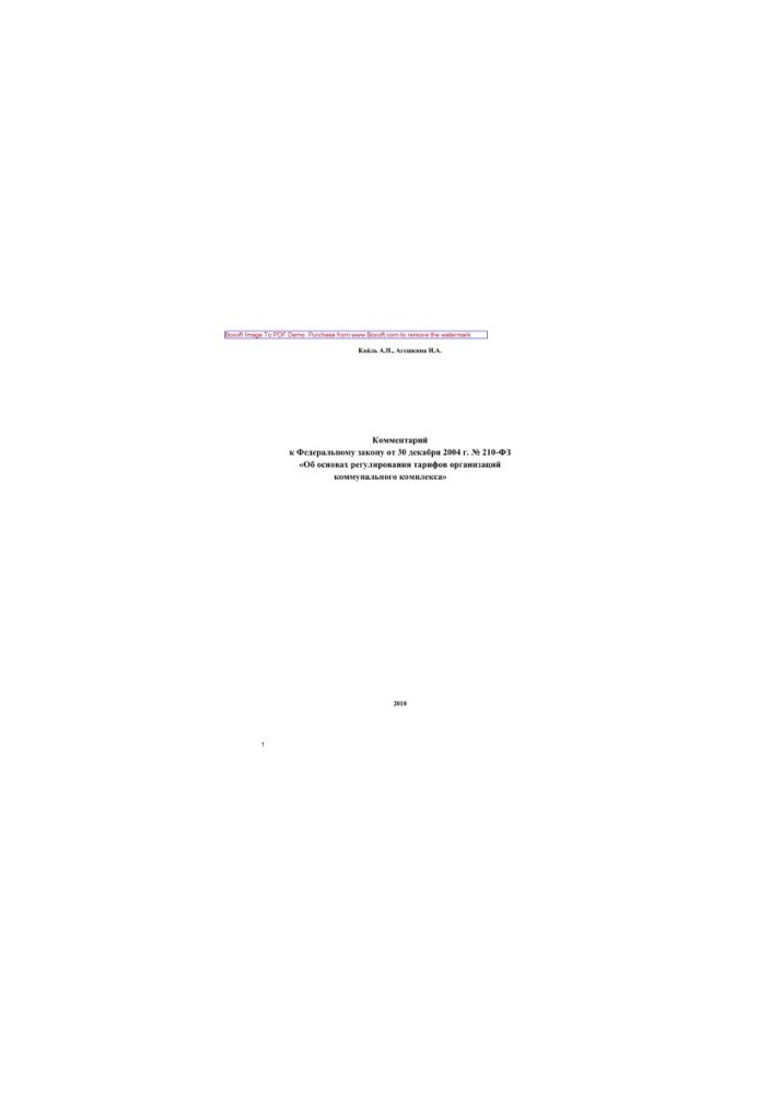 Комментарий к ФЗ от 30 декабря 2004 г. № 210-ФЗ «Об основах регулирования тарифов организаций коммунального комплекса»