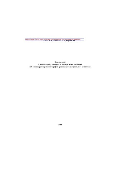 Comment to Federal Law No. 210-FZ of December 30, 2004 “On the Basics of Tariff Regulation of Utilities Organizations”