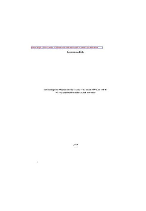 Comment to Federal Law No. 178-FZ of July 17, 1999 “On State Social Assistance”