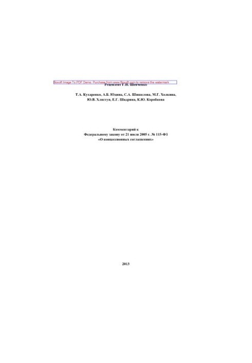 Комментарий к Федеральному закону от 21 июля 2005 г. № 115-ФЗ «О концессионных соглашениях»