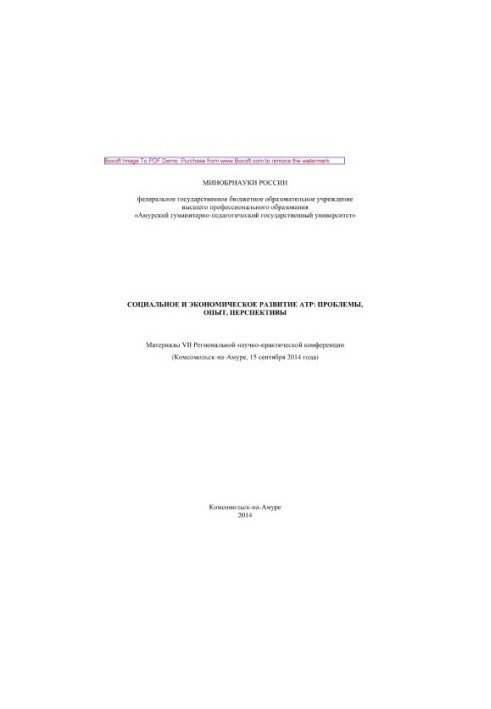 Социальное и экономическое развитие АТР. Проблемы, опыт, перспективы. Материалы VII Региональной научно-практической конферен